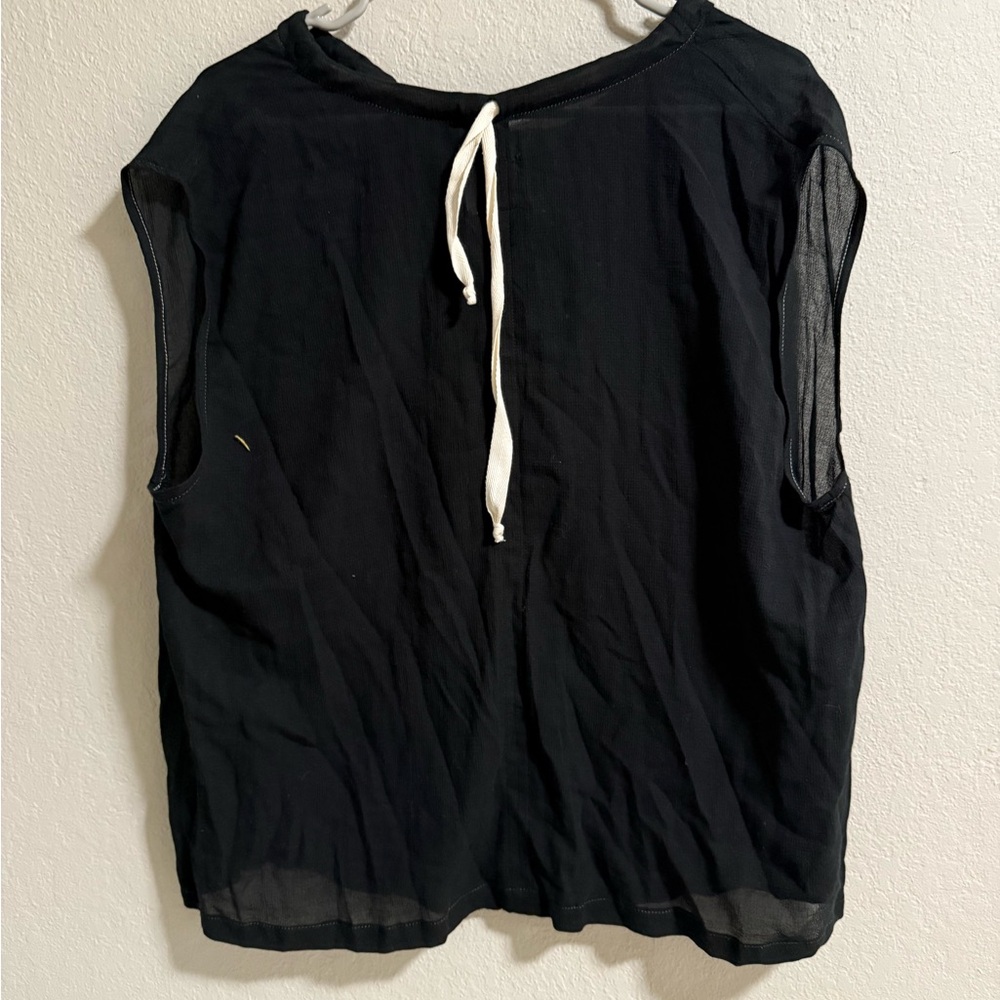 wrk-shp Los Angeles Tokyo Black Cotton Sheer Sleeve Top – Size L